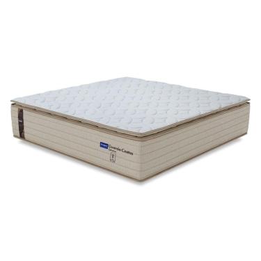 Imagem de Colchão Queen Probel Molas Ensacadas Pillow Top 158x198x30cm Guarda Costas Genova Branco/bege