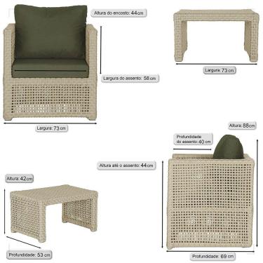 Imagem de Mesa E 1 Poltrona Madri Corda Náutica Estofado 13 Trama Rami