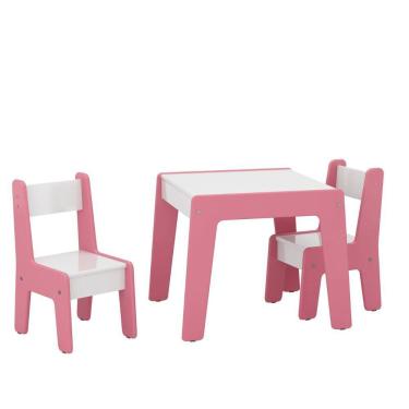 Imagem de Conjunto De Mesa Infantil Com 2 Cadeiras Diana Branco Rosa