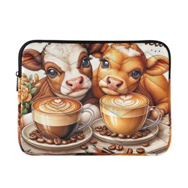 Imagem de Capa protetora para notebook Coffee and Cows Companions à prova de choque bolsa fina para transporte de computador, 15-15,6 polegadas
