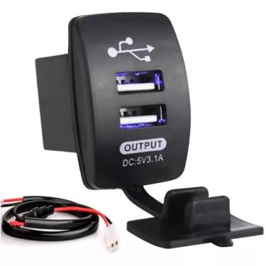 Imagem de Tomada Carregador Usb Duplo Carro Scooter Trailer Caminhão Motorhome Móveis