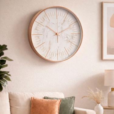 Imagem de Relógio De Parede Decorativo Redondo Rose Gold Elegante 30cm
