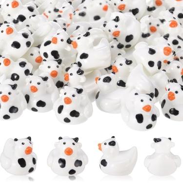 Imagem de Geelin 50 peças de patos de vaca mini resina pato a granel impressão de vaca pequena lembrancinhas de festa de pato figuras de animais para artesanato jardim micro decorações de paisagem