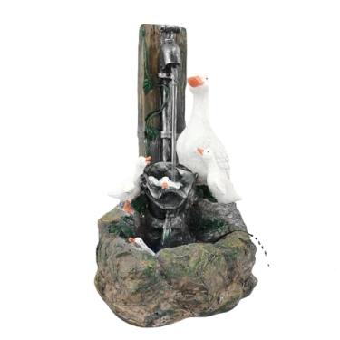 Imagem de Fontana de Jardim Solar Circulação Doméstica com Formas Pato e Esquilo Ornamento Estátua Animal Divertida para Sala Estar Gramado Decoração Função Luz Noturna Resistente ao Clima