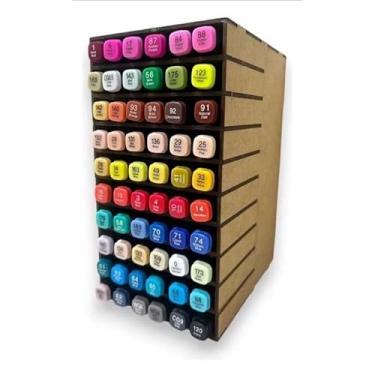 Imagem de Suporte Organizador para Canetas Touch Marcadores Caixa Nicho em Mdf Cru 60 Cores Perfeito para Touch, Marcadores e Pincéis