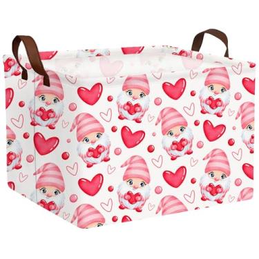 Imagem de MYFLOCY Cesta grande para o dia dos namorados, caixa de armazenamento em forma de coração para presentes, caixas de armazenamento de tecido, organizador de brinquedos dobráveis com alças, decoração de