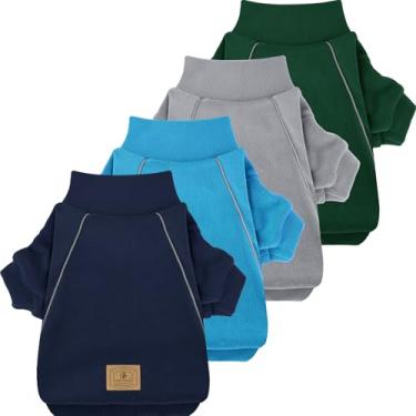 Imagem de XPUDAC Pacote com 4 suéteres de lã para cães, roupas de inverno para cães pequenos, médios, meninos, meninas, roupas de Natal, cinza, azul, azul-marinho, verde, 2GG