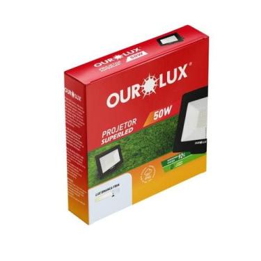 Imagem de Refletor led slim 50w bivolt 6500k ip65 branco frio ourolux