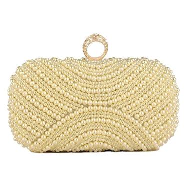 Imagem de Auuvynx Bolsa clutch feminina de pérola para festa, bolsa de mão para noite, Dourado, Medium