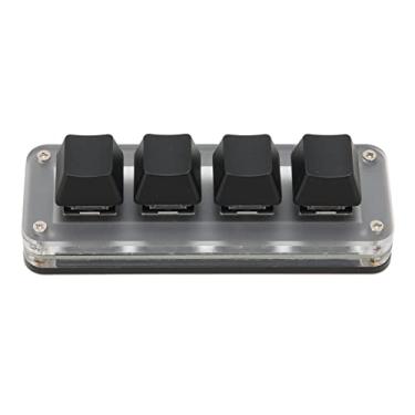 Imagem de Cryfokt Mini Teclado Mecânico de Uma Mão de 4 Teclas Teclado Programável Compacto Tipo C Com Fio para, Adequado para Testes de Escritório e Linha de Produção, Preto Acrílico