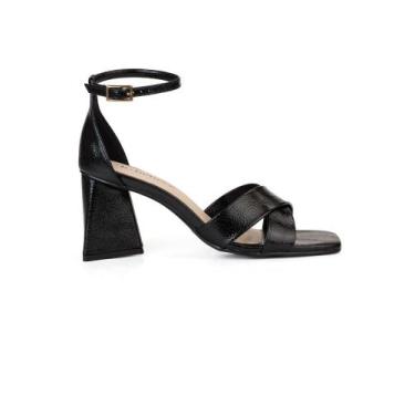 Imagem de Sandalia Bebecê Salto bloco Tiras Cruzadas, Preto, 38