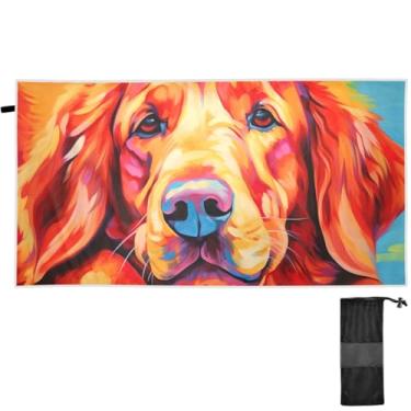 Imagem de TSENQUE Toalhas de praia grandes macias com estampa de cachorro Golden Retriever toalha de praia à prova de areia toalha de viagem de secagem rápida piscina ioga acampamento viagem 152 x 76