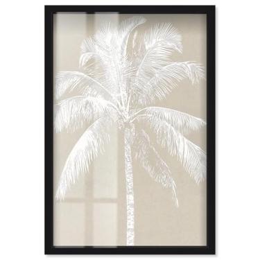 Imagem de White Palm II Shadowbox Print Coastal Wall Art por Art Remedy, moldura preta, 43 x 63 cm