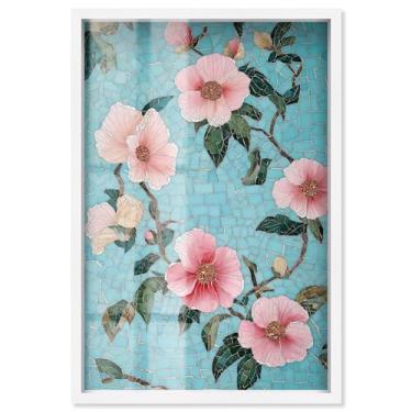 Imagem de Memory of a Roman Villa III Shadowbox Print Blue Floral Wall Art por Art Remedy, moldura branca, 21 x 31