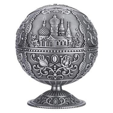 Imagem de GLOGLOW Ornamento Bola Redonda de Metal Elegante Com Escultura Requintada Caixa de Armazenamento Multiuso e Decoração para Casa, Hotel e Clube de Alto Nível Cinzeiro de Arte Vintage, Bola de
