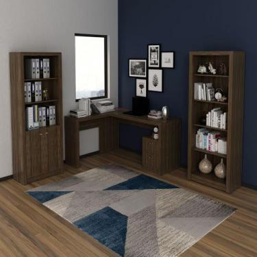 Imagem de Conjunto de Escritório com Estante, Armário 2 Portas e Mesa 138,5cm Fo