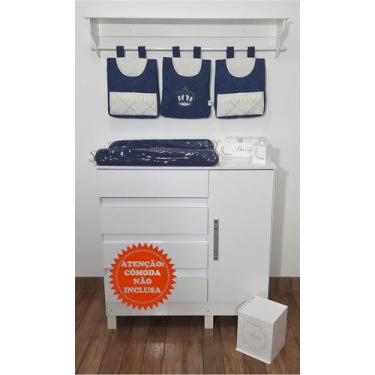 Imagem de Porta Fraldas de Varão e Trocador Anatômico Coroa Realeza Azul Marinho