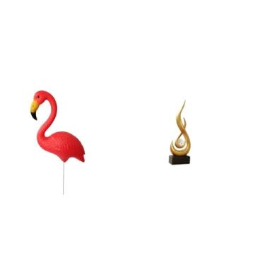 Imagem de Whtkoph Escultura de Flamingo para Jardim de Fadas com Design Abstrato de Fogo, Ideal para Arte Natalina E Decoração de Interiores Moderna.