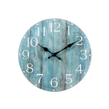 Imagem de Relógio de parede Kit de relógio parede Relógio madeira 10 polegadas silencioso sem tique-taque Decoração Retro Redondo operado por bateria para casa Sem tique-taque