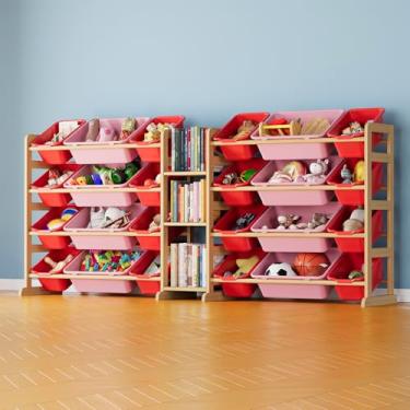 Imagem de SpaceAid Organizador grande de armazenamento de brinquedos com 24 compartimentos e 3 prateleiras, estante de armazenamento de brinquedos, estante infantil para quarto, sala de jogos, decoração de