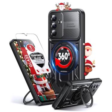 Imagem de LeYi Capa para celular Galaxy A16-5G: com protetor de tela de vidro, [Fit Magsafe] Lente All-Inclusive 16FT Capa de celular resistente com proteção contra quedas com suporte de anel invisível de 160°