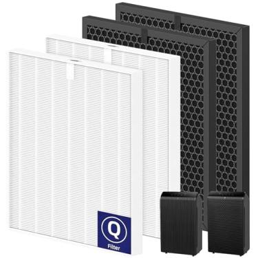 Imagem de Filtro de substituição 5510 5520 Q compatível com Winix 5510, purificadores de ar PlasmaWave 5520, 2 x HEPA + 2 x Combo de carvão ativado para poeira pólen fumaça de animais de estimação, peça # 1712