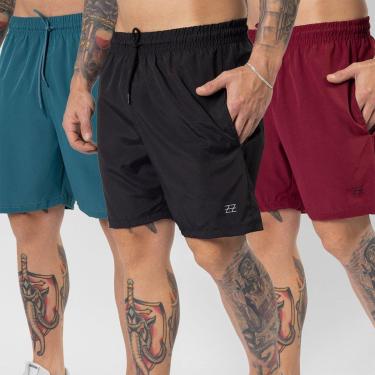 Imagem de Kit 3 Bermudas Masculinas Academia Treino Shorts Elástico Luzzoo-Masculino