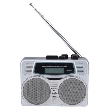 Imagem de ASHATA Leitor de Cassetes Retro Com Rádio AM FM, Leitor de Cassetes Portátil Com Alto-falante Estéreo Integrado e Entrada para Fone de Ouvido, Temporizador de Relógio Digital, para