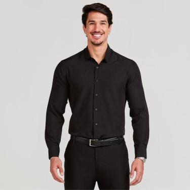 Imagem de Camisa Social Masculina Slim Manga Longa - DAZE MODAS, Preto, G