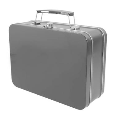 Imagem de Ciieeo Lancheira de Metal de 20,3 X 15 X 7,4 Cm Com Tampa Com Trava E Alça de Corda para Homens, Mulheres E Adultos. Recipiente de Lata Vintage para Armazenamento de Alimentos E Lanches, Branco.