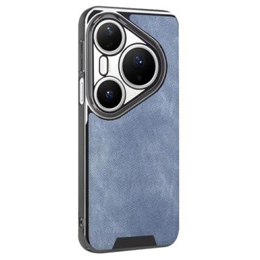 Imagem de LTLMYDAM Capa fina para Huawei Pura 80 Ultra/80 Pro/80Pro+/80, Capa de proteção de câmera galvanizada com textura de tecido, capa minimalista à prova de choque, azul, 80 Pro+