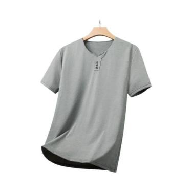 Imagem de Camiseta Masculina Casual De Negócios Com Decote Em V E Manga Curta, 3