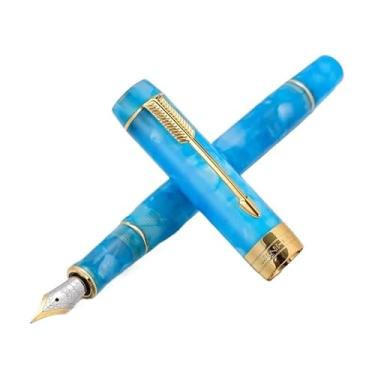 Imagem de AXPTI Caneta-tinteiro de resina, ponta F com conversor, canetas de tinta para escrita, artigos de papelaria, material escolar de escritório (05,06)