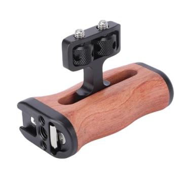 Imagem de VBESTLIFE Mini Alça Lateral de Madeira, Instalação Esquerda ou Direita, Montagem de Sapata Fria Parafuso de 1/4 para Gaiola de Câmera DSLR Vlog