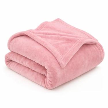 Imagem de Cobertor Casal Manta Microfibra Fleece 2,00 x 1,80m – Macio, Leve, Quentinho e 100% Poliéster para Cama e Sofá (Rosa-claro)