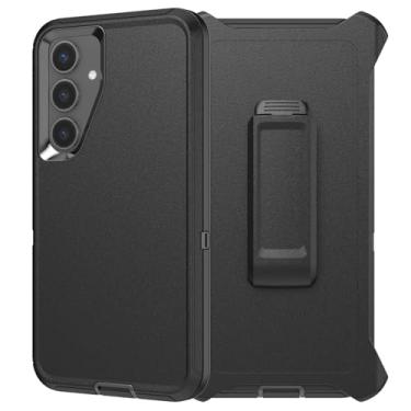 Imagem de Capa série Defender para Samsung Galaxy S24/S25 Plus, resistente e durável, camada segura à prova de choque de nível militar, com proteção de porta, inclui clipe de suporte para capa de 17 cm - preta