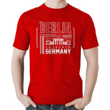 Imagem de Camiseta Algodão Berlim Alemanha - Foca na Moda, Vermelho, P