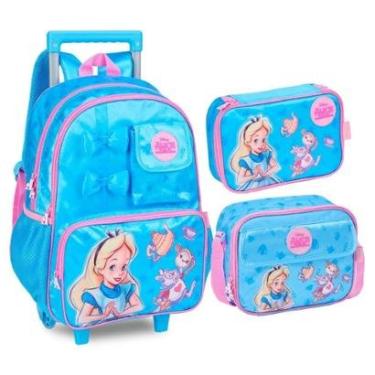 Imagem de Kit Mochila Rodinhas Lancheira Estojo Infantil Alice-Feminino