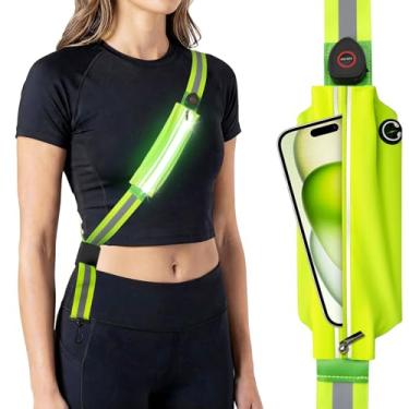 Imagem de Aucoofany Faixa de cinto refletiva de LED, luz de caminhada para equipamentos de caminhada noturna, alta visibilidade, loja, equipamento refletivo ajustável para corredores, caminhantes, ciclistas à