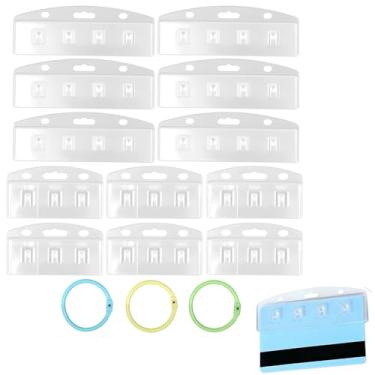 Imagem de KAKUPPA Suporte de crachá de 12 peças, porta-crachá horizontal compatível com cartões Yoto e cartões de crédito, suporte de plástico rígido transparente com 3 argolas de anel, organizador de cartão de