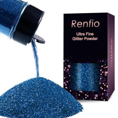 Imagem de Renfio Glitter ultrafino em pó resina metálica glitter 60 g (60 g) flocos de PET artesanato lantejoulas 1/325.1 cm glitter azul flocos de epóxi para copos decoração de slime - azul safira