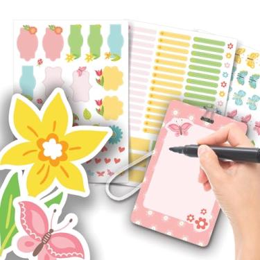 Imagem de Etiqueta Escolar Menina com TAG + Caneta (Jardim Floral, Etiquetas + 1 TAG de Mochila)