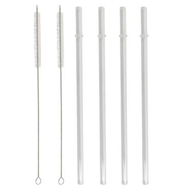 Imagem de Zorveiio 4 Pçs Canudos Reutilizáveis 2 Escovas de Limpeza, Canudos de Plástico Transparentes, Canudos de Substituição Longos para Copos Yeti/Stanley