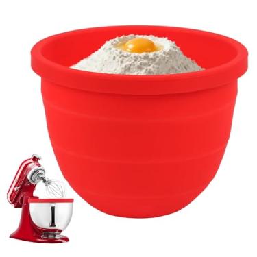 Imagem de Forros de silicone dobráveis para batedeira Kitchenaid com cabeça inclinada de 5 litros - inserção de tigela de silicone de grau alimentício segura para máquina de lavar louça - Acessórios de