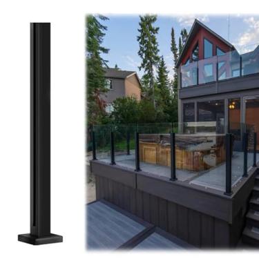 Imagem de Sistema de poste de grade quadrada - Coluna de balaustrada de café profundo de 65 cm para decks internos/externos, cercas, varandas e escadas - Grampos duráveis para segurança do jardim