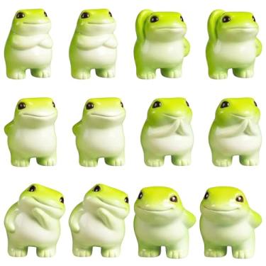 Imagem de CZFSWT 12 peças de mini sapos de resina, estatueta de sapo compacta e requintada, mini estatuetas de sapo adequadas para projetos de artesanato e colecionáveis exclusivos