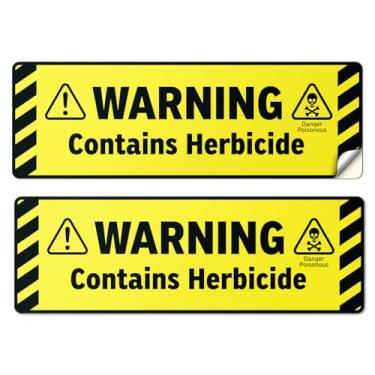 Imagem de 101SignCity Aviso: Contém adesivos de vinil herbicida para segurança e rotulagem - para jardim, agricultura e uso doméstico 15 x 5 cm, amarelo e preto - pacote com 2