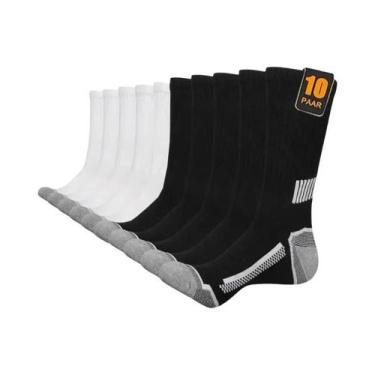 Imagem de Meias Longas Esportivas Masculinas Em 10 Pares, Cores Sólidas E Listra