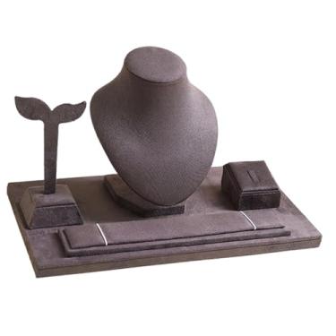 Imagem de Vaveren Suporte para Colares, Busto de Colar, Organizador Multifuncional e Elegante para Balcão, Feiras, Lojas e Toucador, Cinza