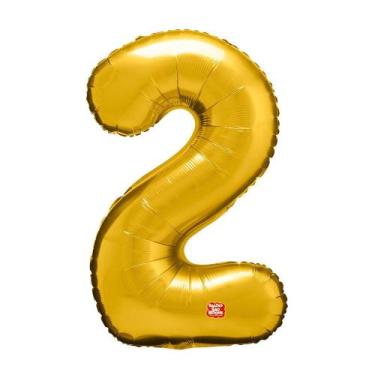 Imagem de Balão Metalizado Números 28" 70cm - Dourado - 01 unidade - Balões São 